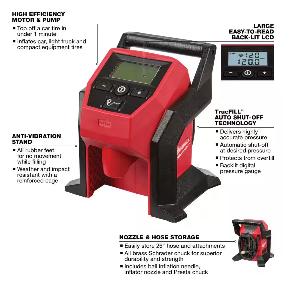M12 12V Lithium-Ion Cordless Combo Kit with Two 2.0Ah Batteries, Charger and Bag (5-Tool)