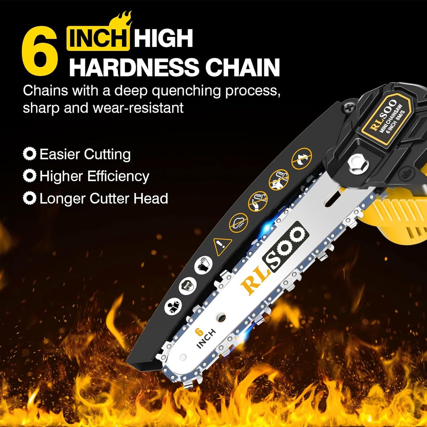 Mini Chainsaw, 6-Inch Electric Chainsaw Cordless, Portable Small Handheld Chain Saw for Wood Cutting, Tree Trimming, Courtyard, Household, and Garden (Includes 2 Batteries and 3 Chains)