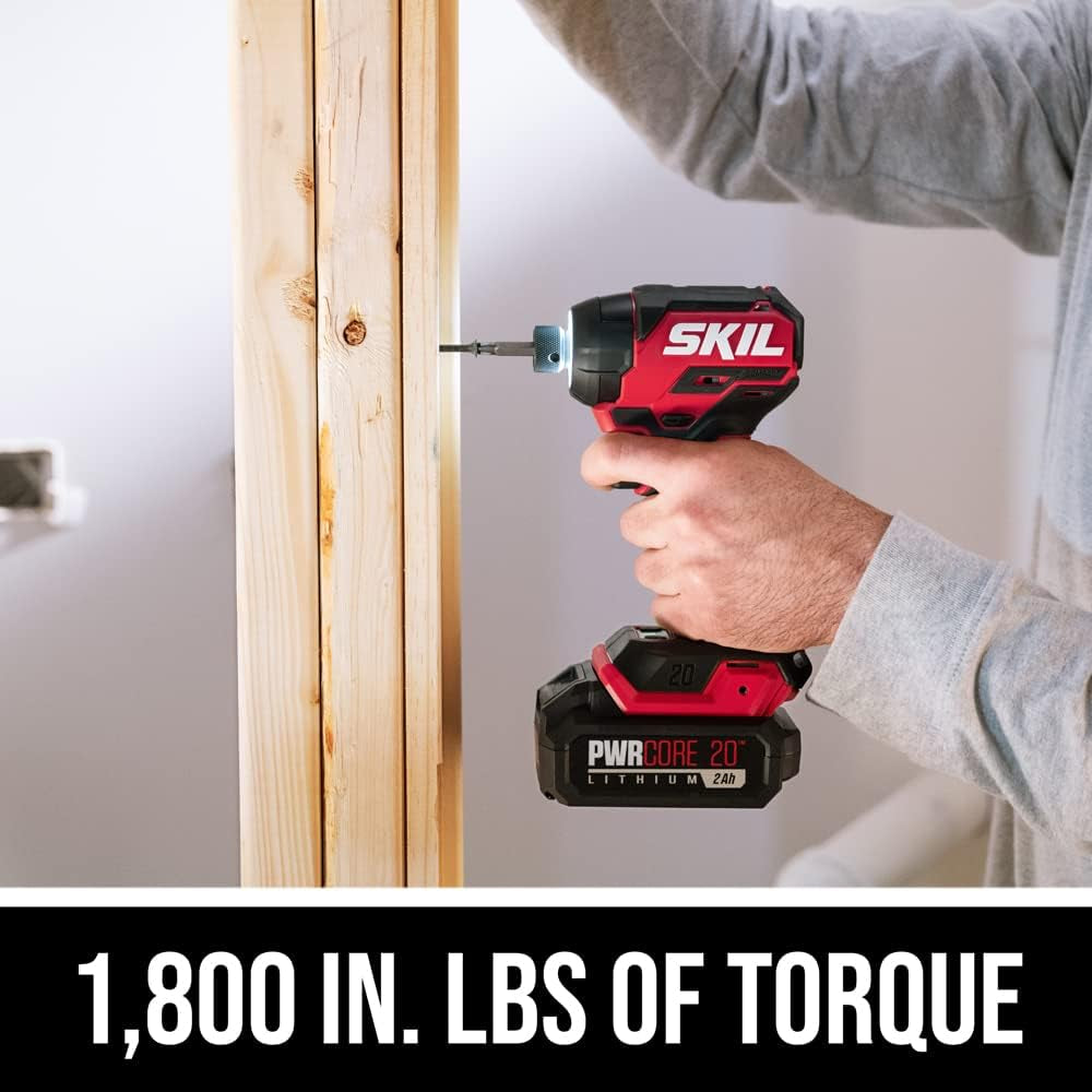 20V Compact Impact Driver Kit, 1/4" Hex, 3 Speed, Halo Light, and One-Hand Chuck.