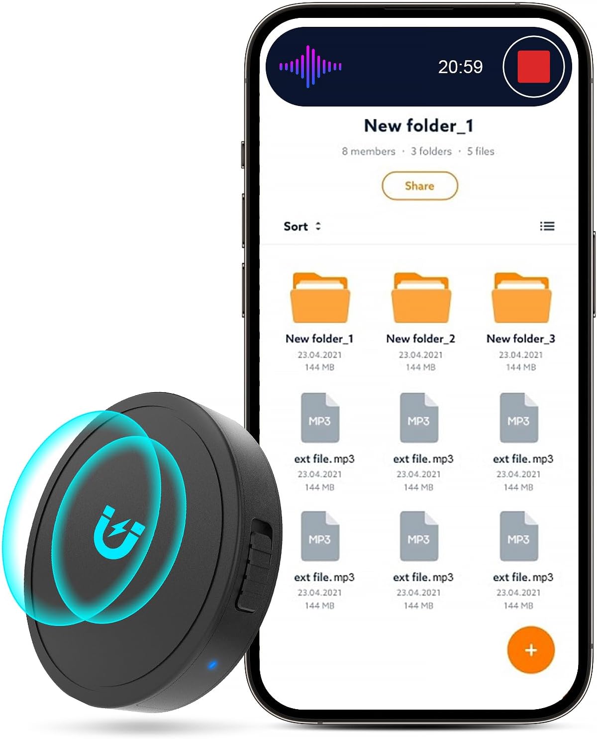 Grabadora de voz magnética de 128 GB