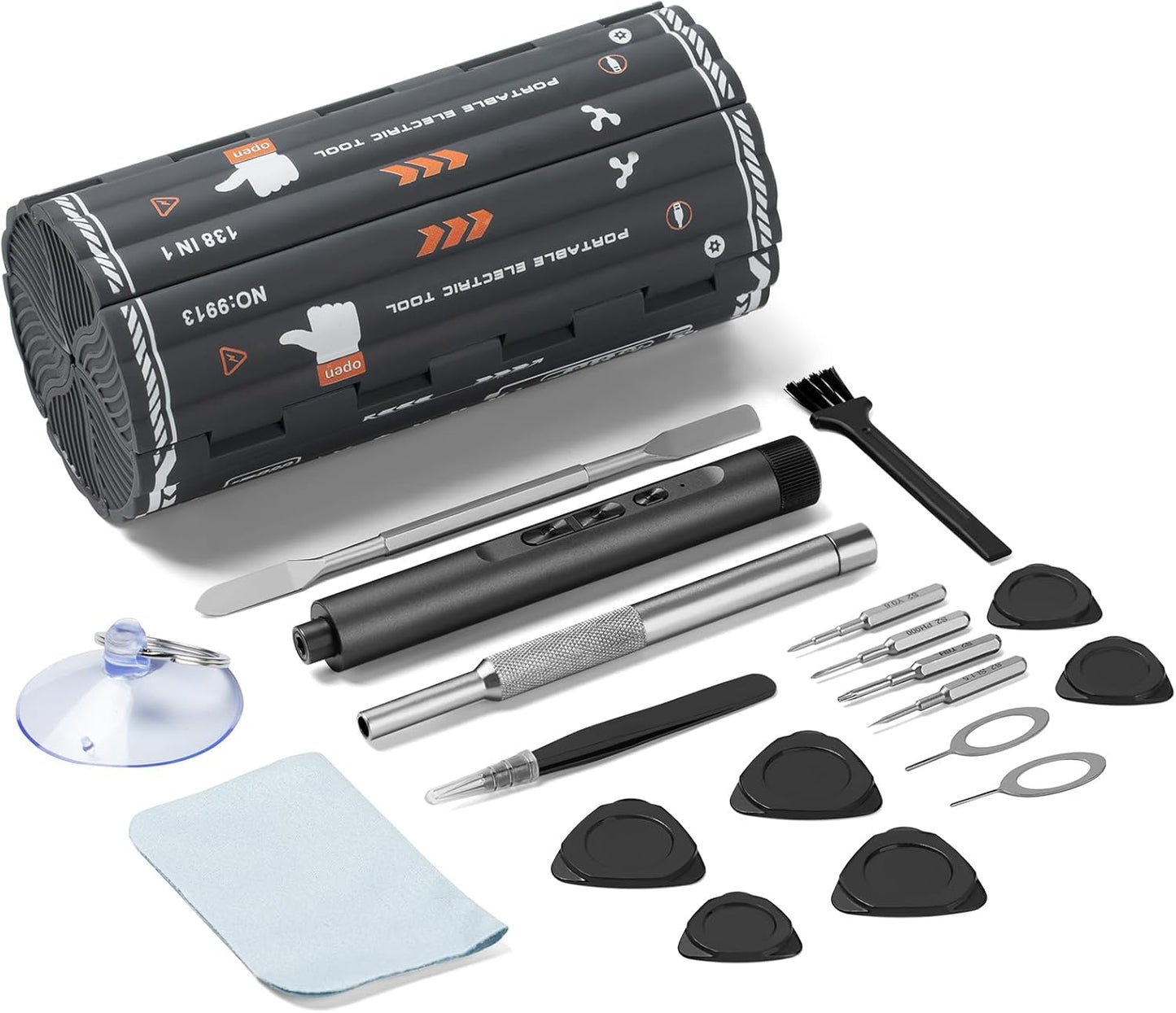 Electric Screwdriver Kit, 138 in 1 Precision Electric Screwdriver, 120 S2 Metal Magnetic Bits, LED Light, 3.7V Rated Voltage, Repair Tool Kit for Phone Watch Camera Laptop Pc,Grey