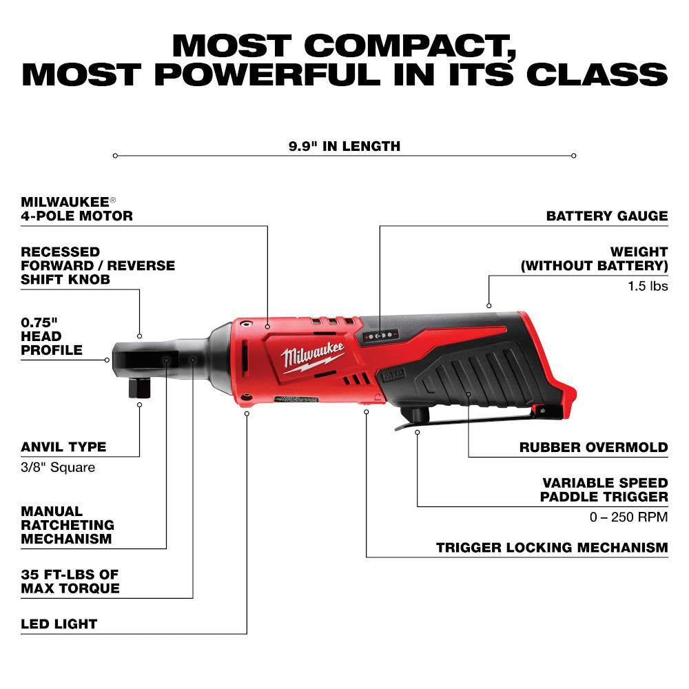 M12 12V Lithium-Ion Cordless Combo Kit with Two 2.0Ah Batteries, Charger and Bag (5-Tool)