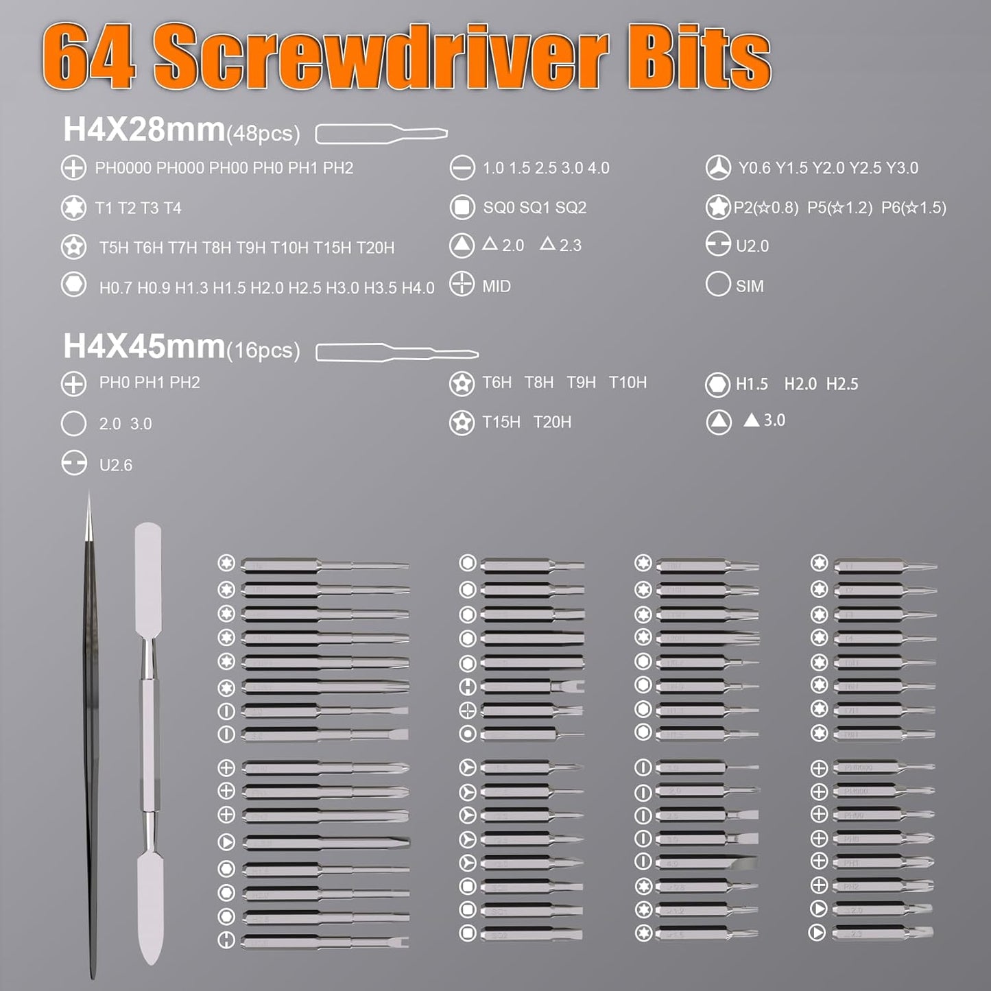 68-In-1 Mini Electric Screwdriver Set, Small Electric Screwdriver Cordless with 64 Magnetic Bits, 5 Torque Settings, 4 LED Lights Power Screwdriver Repair Tool Kit for Phone Camera Laptop Watch