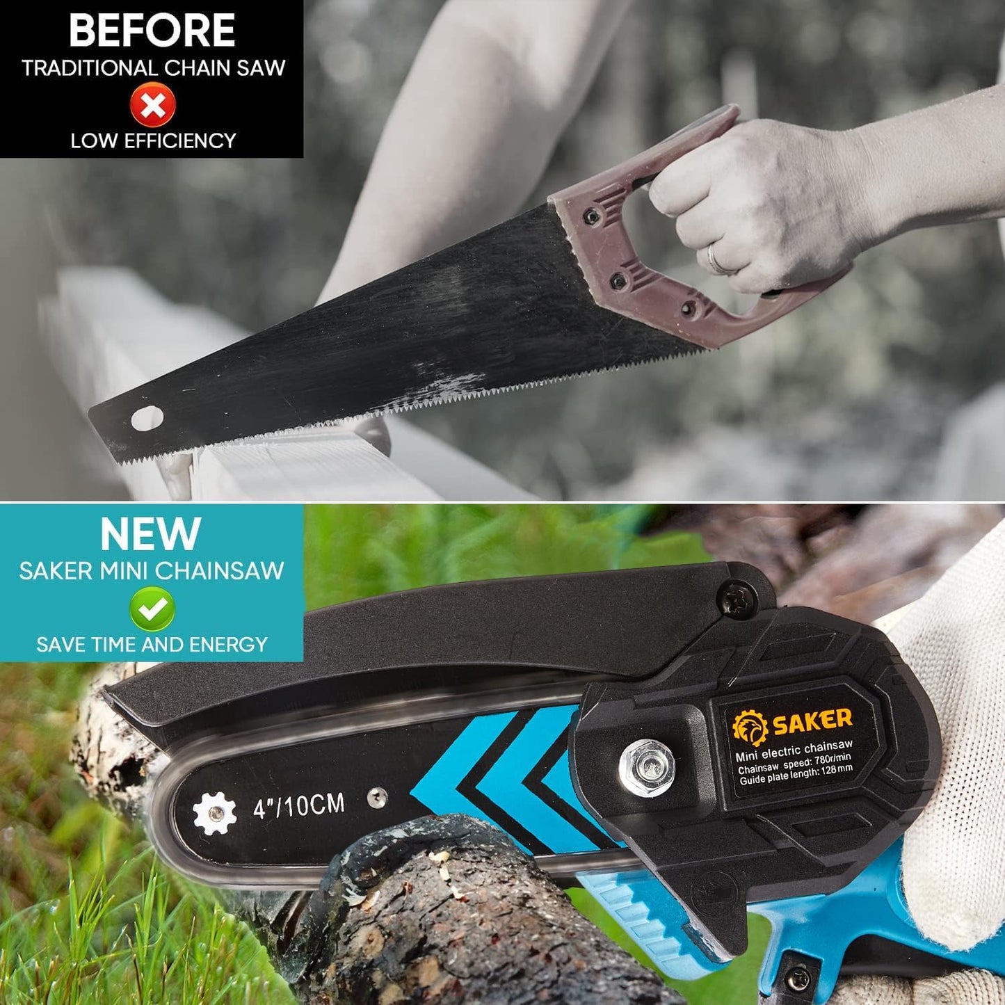 Mini Chainsaw,Portable Electric Chainsaws Cordless,Handheld Chain Saw Pruning Shears Chain Saws for Tree Branches,Courtyard,Household and Garden,Christmas Gifts for Men Dad Husband Women