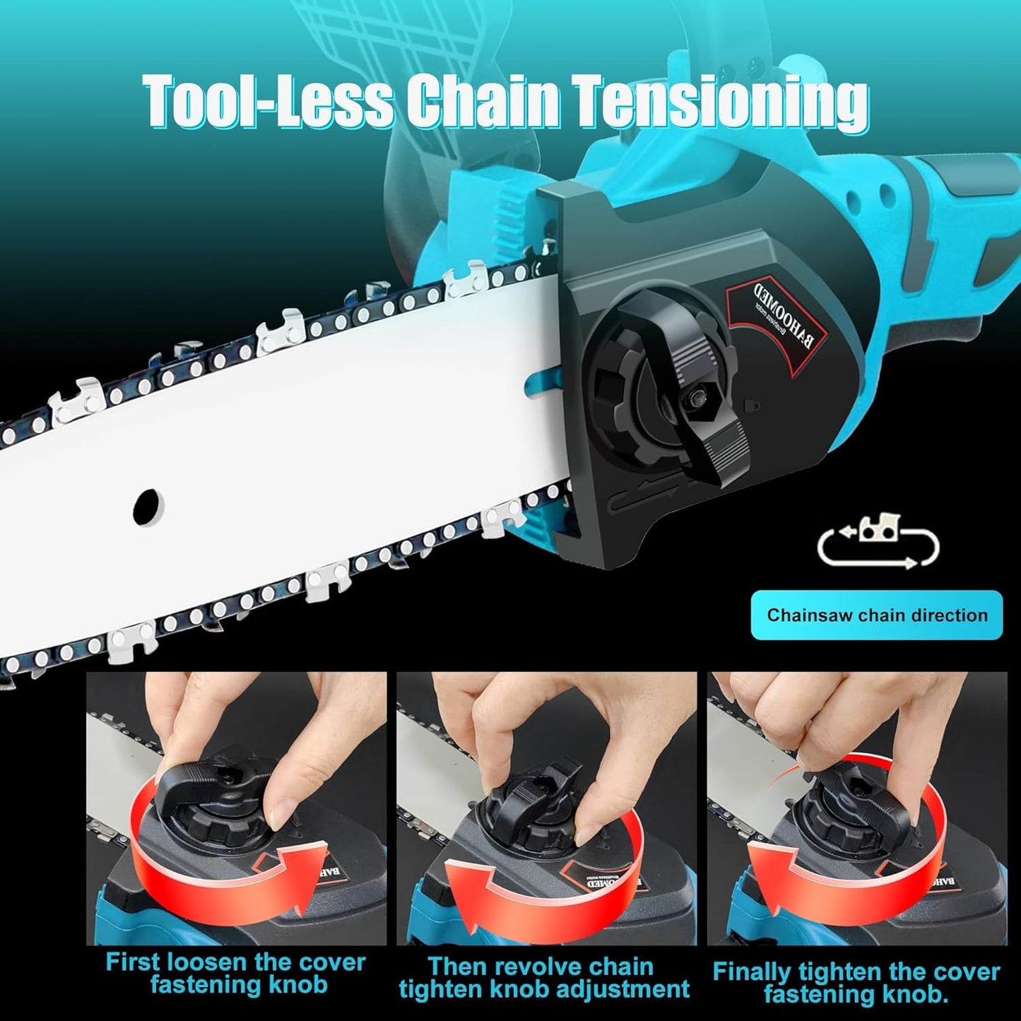21V Cordless Mini Pruning Chainsaw - 8" Battery Chainsaw with Automatic Oiling System and Security Lock, Handheld Electric Mini Chain Saw for Tree Stump or Trees Branch Cutting
