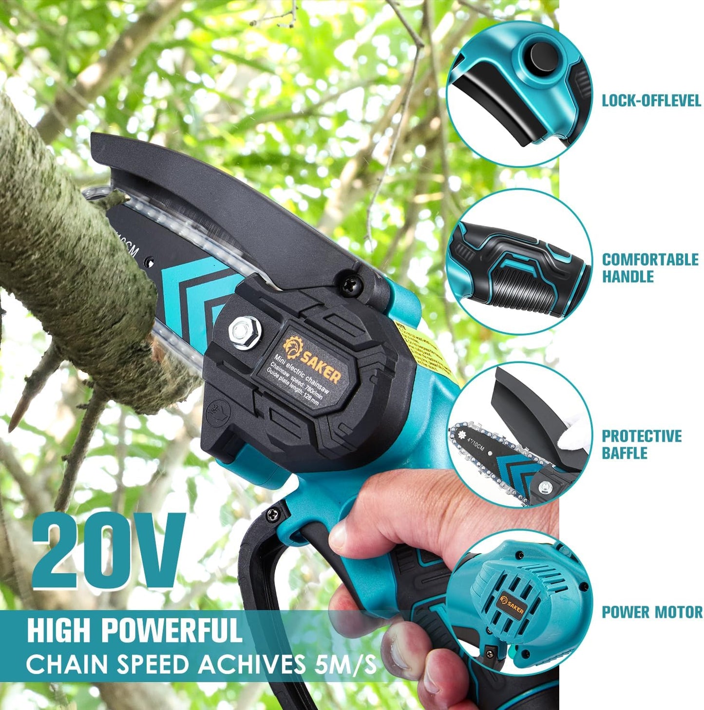 Mini Chainsaw,Portable Electric Chainsaws Cordless,Handheld Chain Saw Pruning Shears Chain Saws for Tree Branches,Courtyard,Household and Garden,Christmas Gifts for Men Dad Husband Women