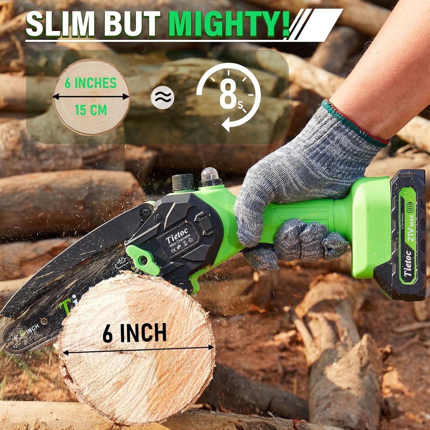 Chainsaw 6 Inch Mini Electric Chainsaw Cordless Battery Powered, Hand Held Saw for Wood/Trees Trimming, Tools for Household and Garden, Chain Saw Gift for Men Dad Husband Fathers Gardener 2025