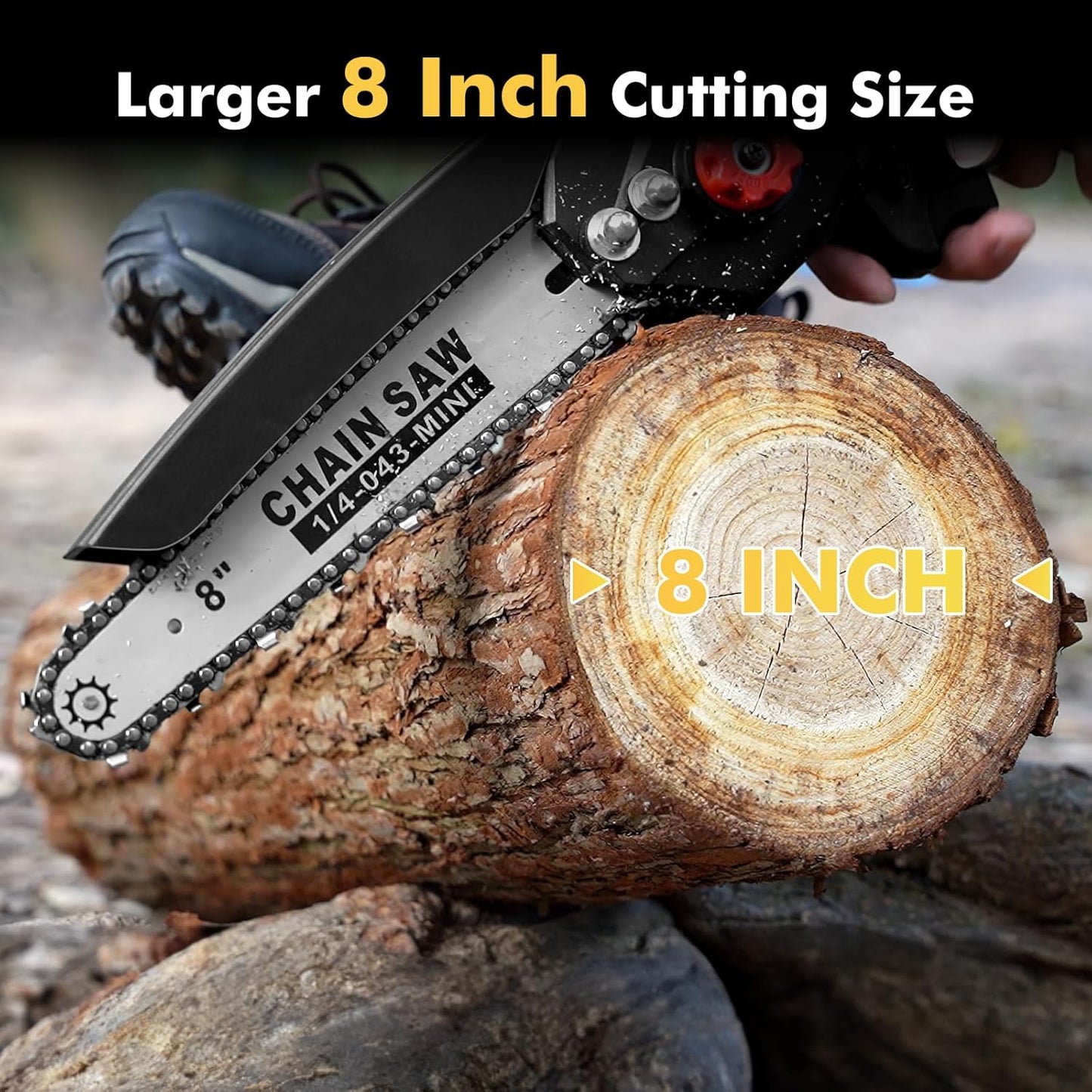 Mini Chainsaw Cordless 8 Inch DL07, Electric Battery Powered Chainsaw, Upgraded Brushless Chain Saw with Auto Oiler, 2Pcs 2000Mah Battery, Handheld Pruning Saws for Tree Branch Wood Cutting