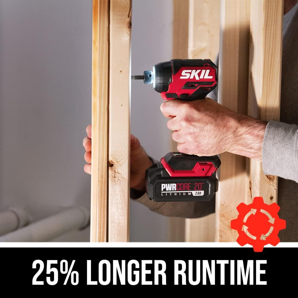 20V Compact Impact Driver Kit, 1/4" Hex, 3 Speed, Halo Light, and One-Hand Chuck.