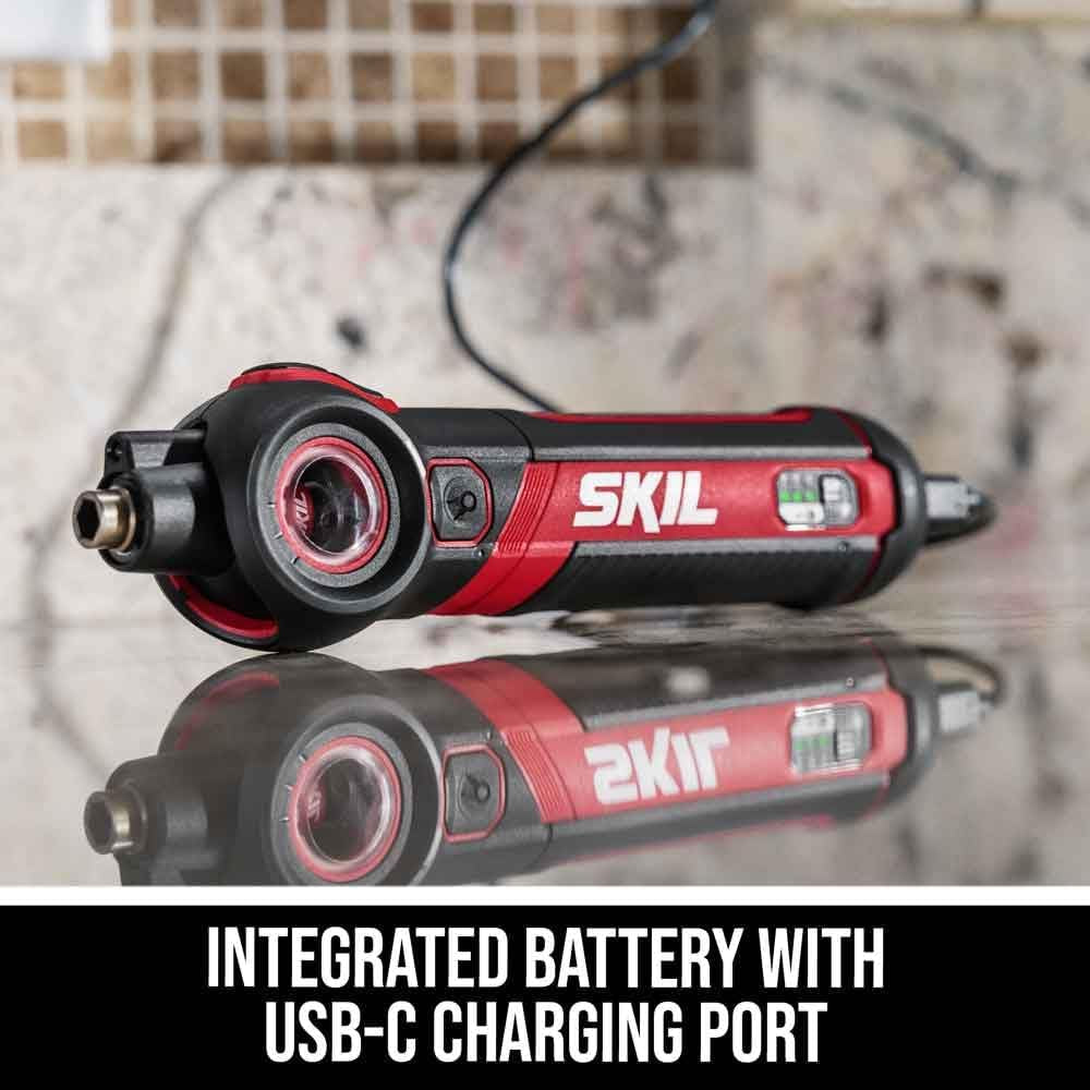 Twist 2.0 Rechargeable 4V Screwdriver with Pivoting Head, Torque Setting, USB-C Charging Cable, 28 PC Bit Set & Carrying Case- SD5619-02
