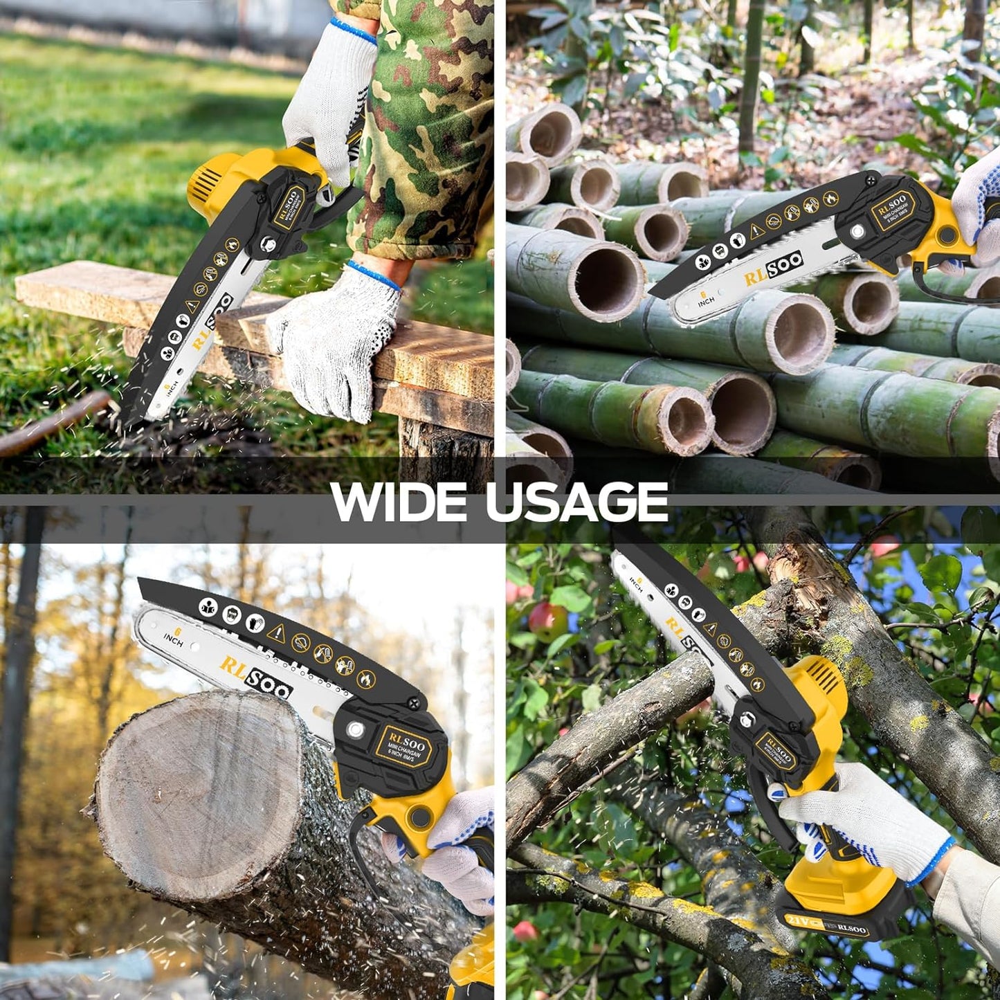 Mini Chainsaw, 6-Inch Electric Chainsaw Cordless, Portable Small Handheld Chain Saw for Wood Cutting, Tree Trimming, Courtyard, Household, and Garden (Includes 2 Batteries and 3 Chains)