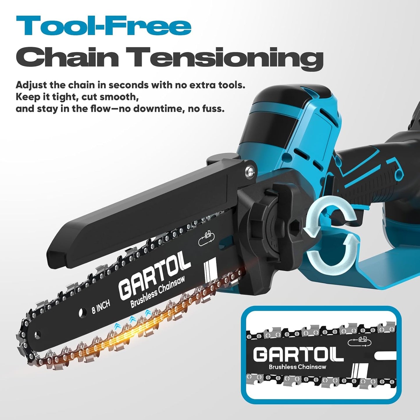 Mini Chainsaw 8” & 6” Compatible with Makita 18V Batteries, Cordless, Brushless Motor, Includes 2×20V Batteries & Charger, Lightweight Handheld Electric Chainsaw for Tree Trimming & Wood Cutting