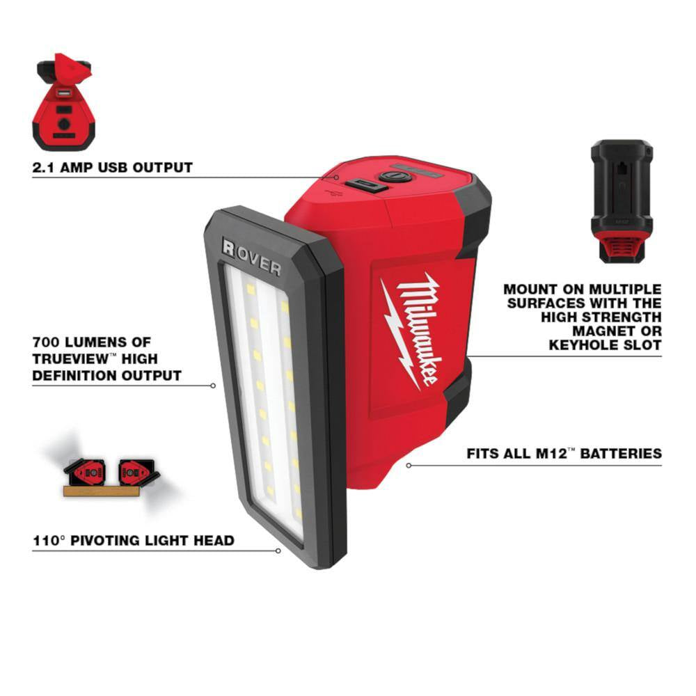 M12 12V Lithium-Ion Cordless Combo Kit with Two 2.0Ah Batteries, Charger and Bag (5-Tool)