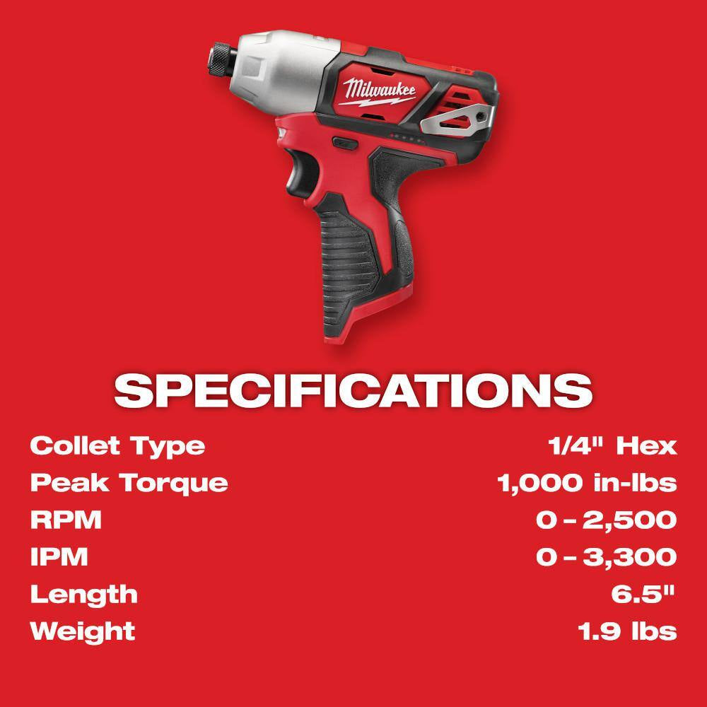 M12 12V Lithium-Ion Cordless Combo Kit with Two 2.0Ah Batteries, Charger and Bag (5-Tool)