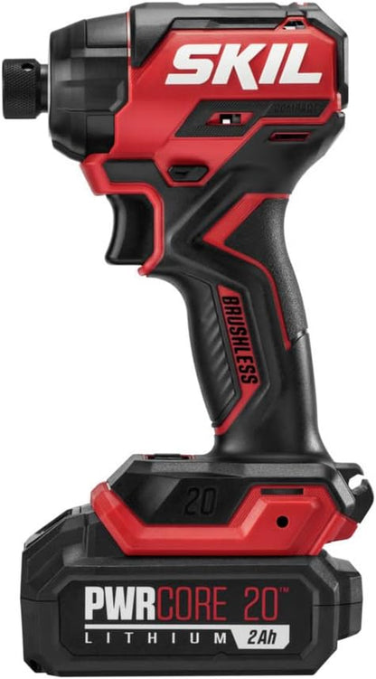 20V Compact Impact Driver Kit, 1/4" Hex, 3 Speed, Halo Light, and One-Hand Chuck.