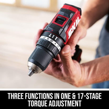 3-in-1 12V Compact Hammer Drill with 1/2" Keyless Ratcheting Chuck and LED Work Light.