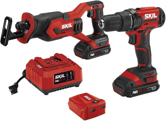 2-tool combo kit: 20V drill driver and reciprocating saw.
