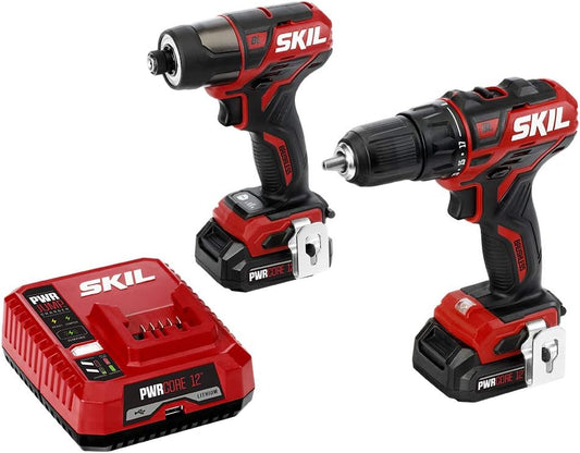 2-Tool Drill Kit: 12V 1/2 Cordless Drill Driver and 1/4-inch Hex Impact Driver.