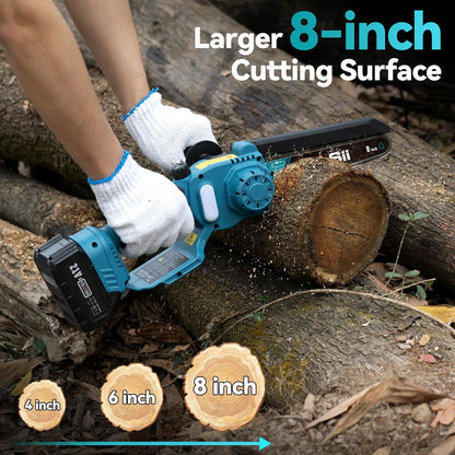 2 in 1 Cordless 8 Inch Pole Saw & Mini Chainsaw with 2 Battery, Power Electric Polesaw for Tree Trimming, Chain Saw with Extension Pole, Limb Branch Cutter Pruner PS800