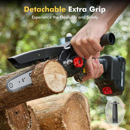 Mini Chainsaw Cordless 8 Inch DL07, Electric Battery Powered Chainsaw, Upgraded Brushless Chain Saw with Auto Oiler, 2Pcs 2000Mah Battery, Handheld Pruning Saws for Tree Branch Wood Cutting