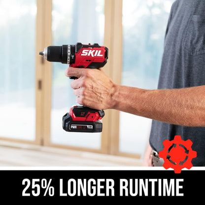 3-in-1 12V Compact Hammer Drill with 1/2" Keyless Ratcheting Chuck and LED Work Light.