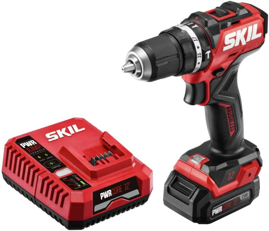 3-in-1 12V Compact Hammer Drill with 1/2" Keyless Ratcheting Chuck and LED Work Light.